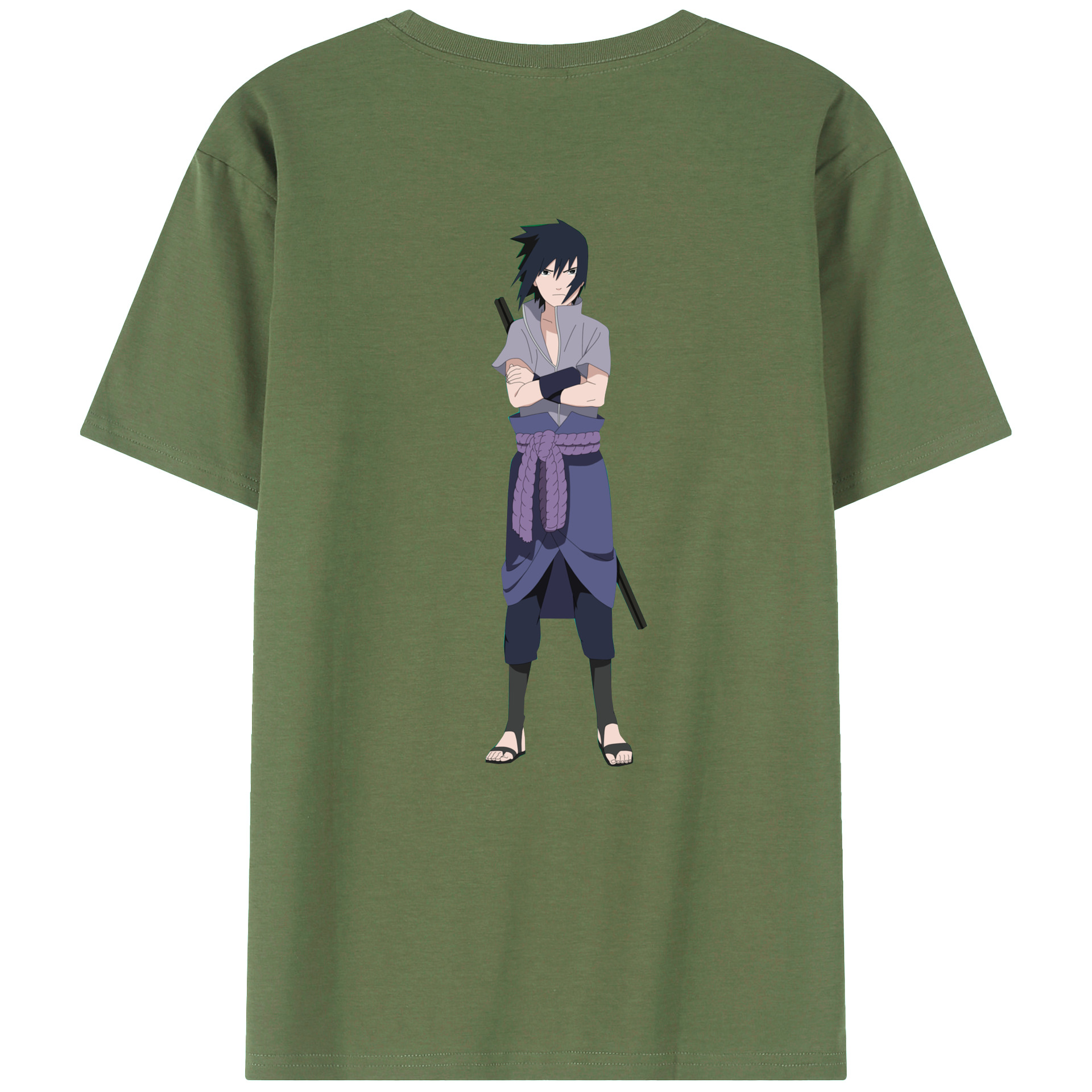 （画像用） NARUTO -ナルト- うちは サスケ Uchiha Sasuke 綿100％ メンズ半袖Tシャツ（バックプリント） 通気性